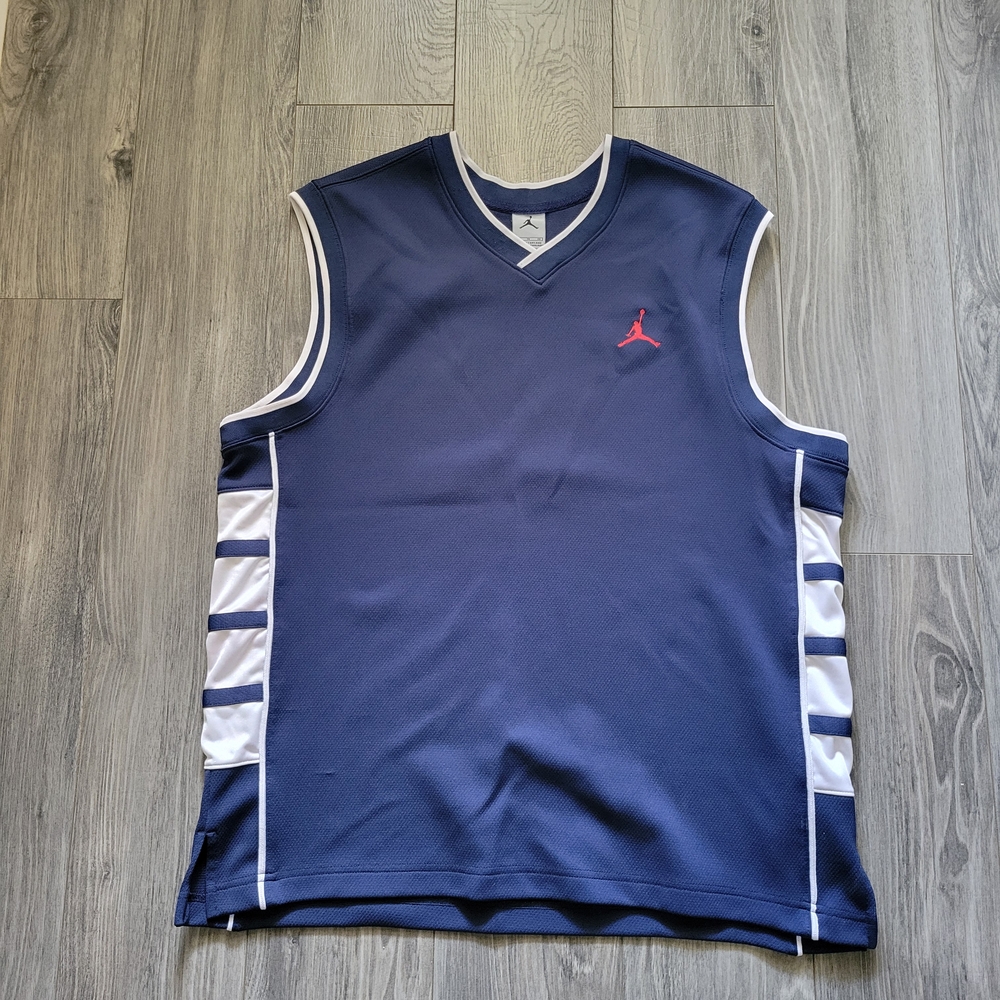 Jordan Navy and White Basketball Jersey